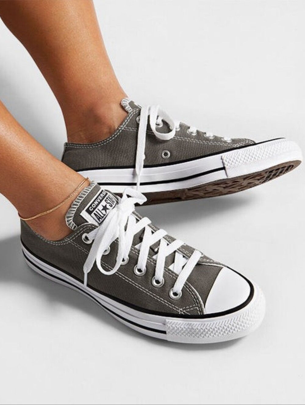 Classic Low-Top Canvas Sneakers in Gray and White